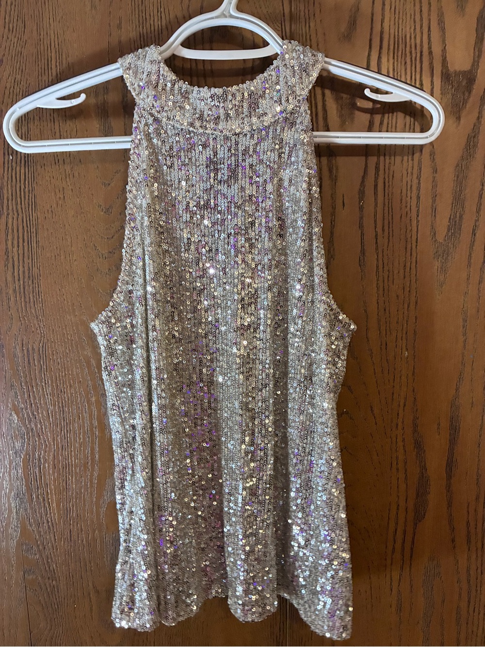 Sequin High-Neck Sleeveless Party Dress Top - Silver